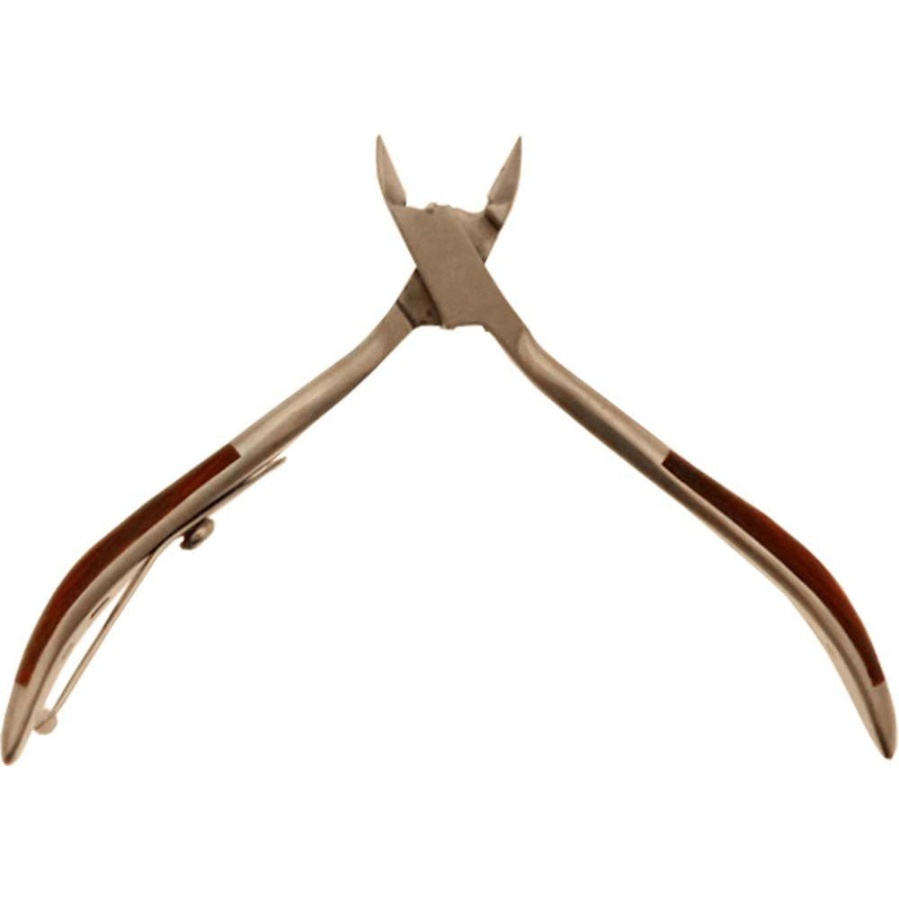 3.75 Inch Stainless Steel Cuticle Nipper with Inlaid Rosewood Handles - B-89056 - ToolUSA