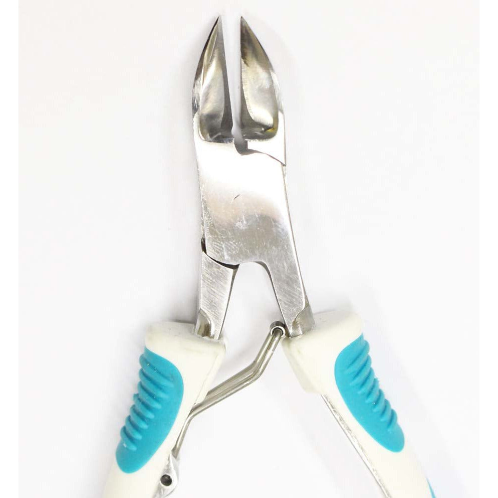 4-1/2 Inch Curved Jaw Naip Clippers With Teal and White Textured Handles - LPAK-81-1683 - ToolUSA