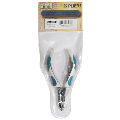 4-1/2 Inch Curved Jaw Naip Clippers With Teal and White Textured Handles - LPAK-81-1683 - ToolUSA