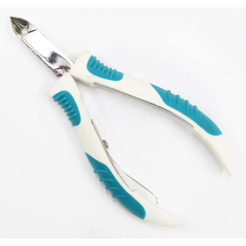4-1/4 Inch Slanted Head Side Nipper For Nails With Teal And White Handles - LPAK-81-1682 - ToolUSA