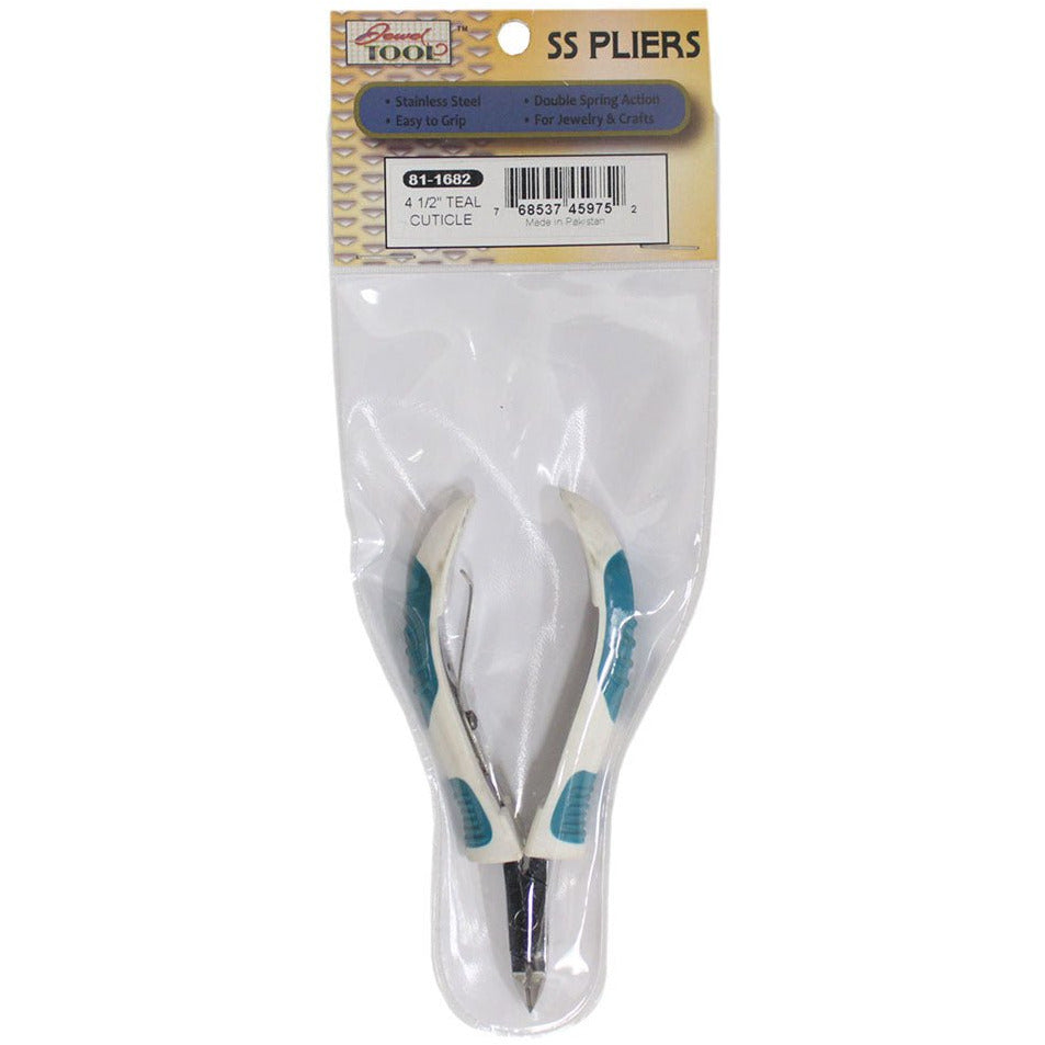 4-1/4 Inch Slanted Head Side Nipper For Nails With Teal And White Handles - LPAK-81-1682 - ToolUSA