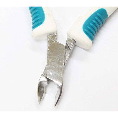 4-1/4 Inch Slanted Head Side Nipper For Nails With Teal And White Handles - LPAK-81-1682 - ToolUSA
