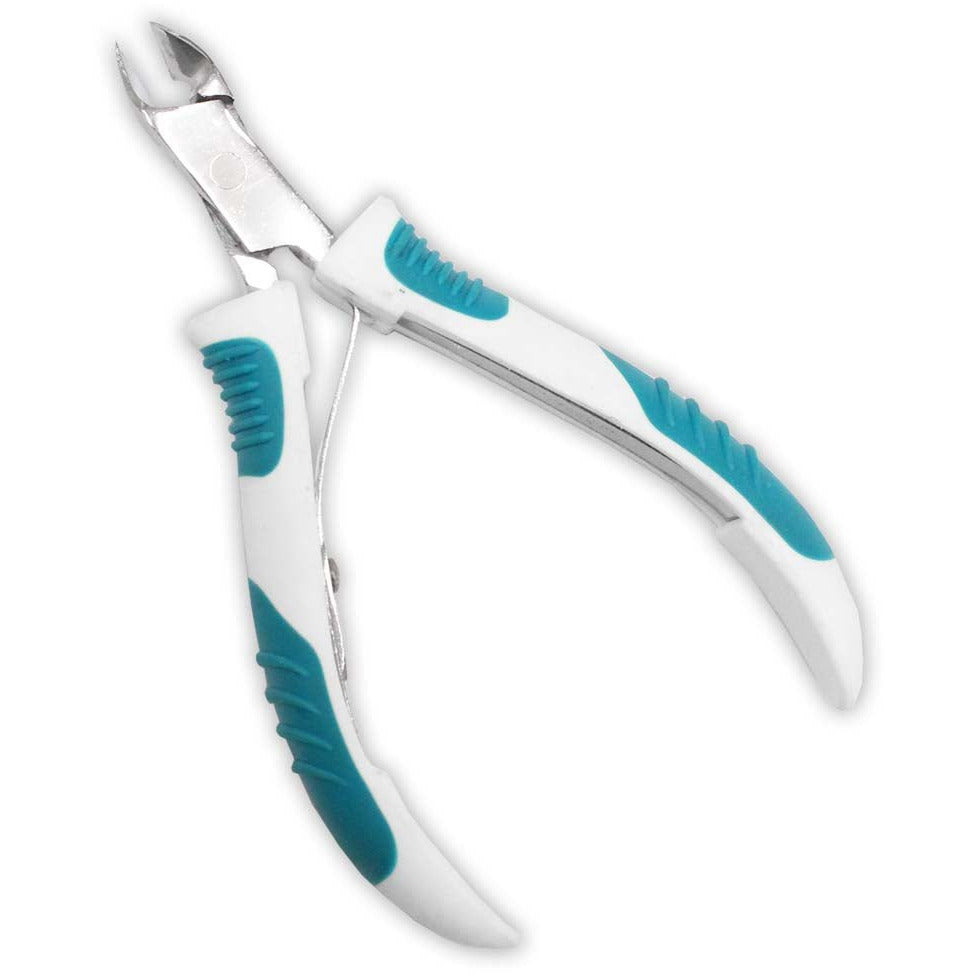 4-1/4 Inch Slanted Head Side Nipper For Nails With Teal And White Handles - LPAK-81-1682 - ToolUSA