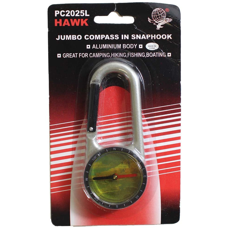 compassed hook for fishing 4 1/8" Jumbo Aluminum 1.75" Diameter Compass With 2 3/8" Snaphook