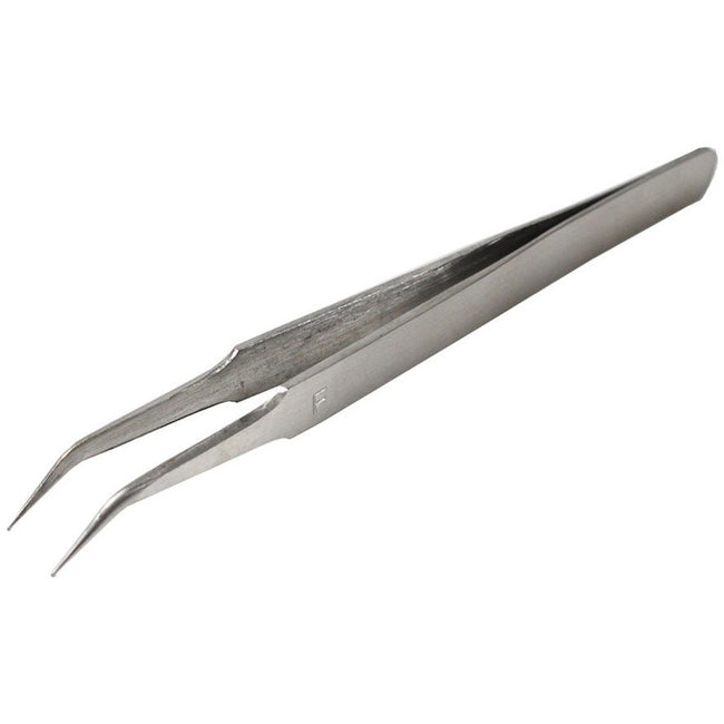 4-3/4 Inch Needle Tip Non Magnetic Tweezers With a 45 Degree Bent Tip - S1-08064 - ToolUSA