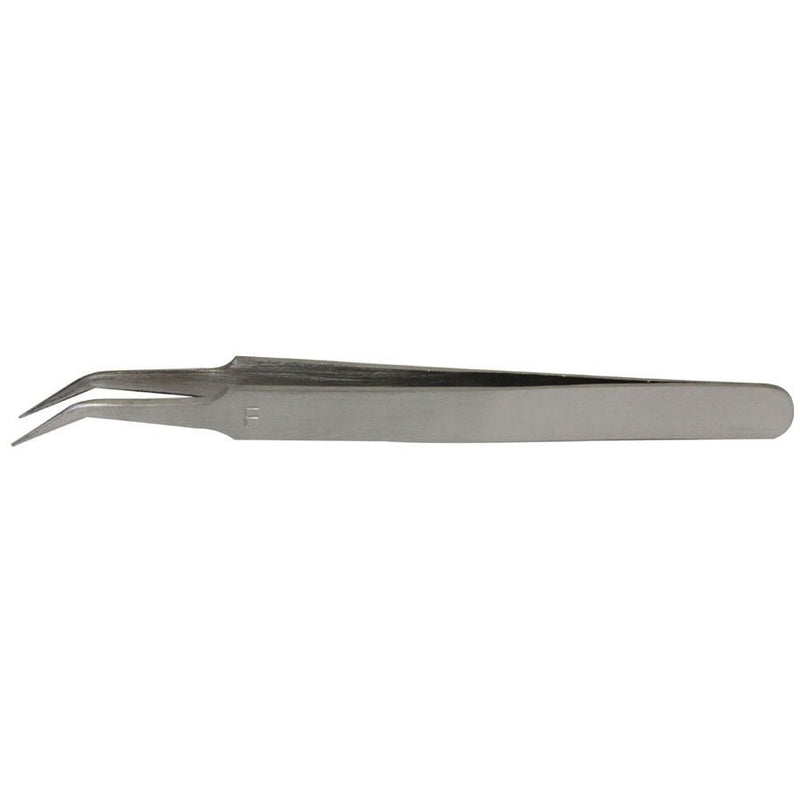 4-3/4 Inch Needle Tip Non Magnetic Tweezers With a 45 Degree Bent Tip - S1-08064 - ToolUSA
