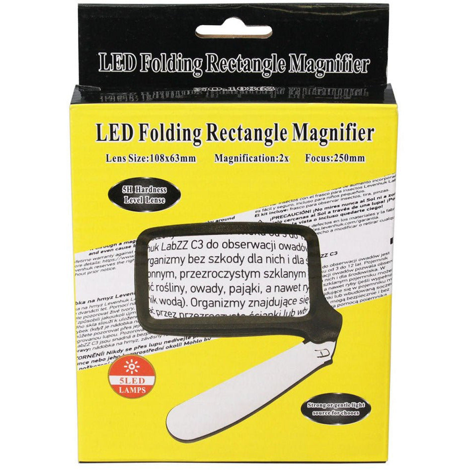 4-3/4 X 3-1/4 Inch Rectangular LED Folding Magnifier With 4-1/2 Inch Handle - MP7542-LED - ToolUSA