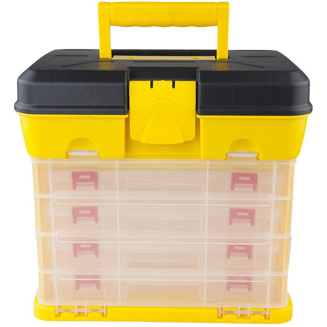 4 Drawer Yellow Utility Storage Box - Clear Plastic Drawers - MJ-03180 - ToolUSA