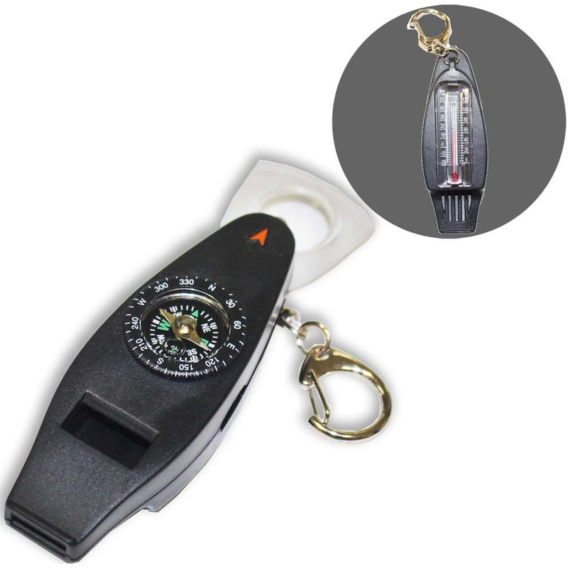 4 In 1 Multi-purpose Whistle - Compass - Magnifier - Key Ring (Pack of: 2) - PC-90760-Z02 - ToolUSA