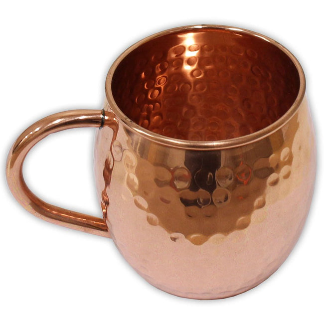 4 Inch Barrel Shaped Copper Mug, With Hammered Texture and 3 Inch Rim Diameter - MUG-003-MMH - ToolUSA