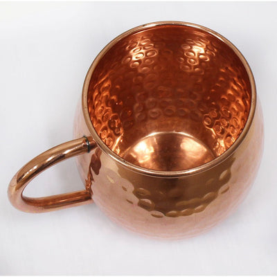 4 Inch Barrel Shaped Copper Mug, With Hammered Texture and 3 Inch Rim Diameter - MUG-003-MMH - ToolUSA