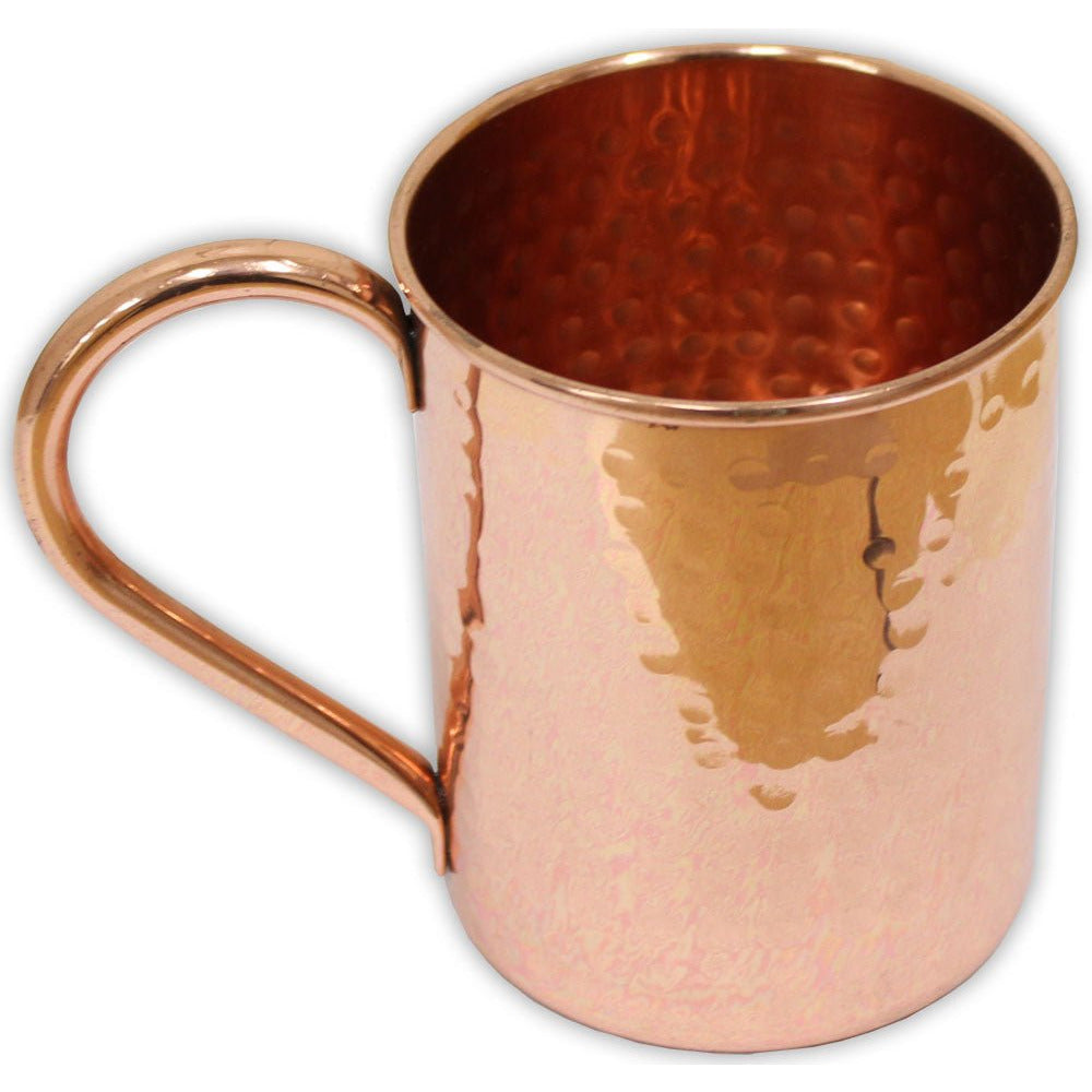 4 Inch Can Shaped Copper Mug, With Hammered Texture, Extra Large Handle and 3 Inch Rim Diameter - MUG-006-SH - ToolUSA