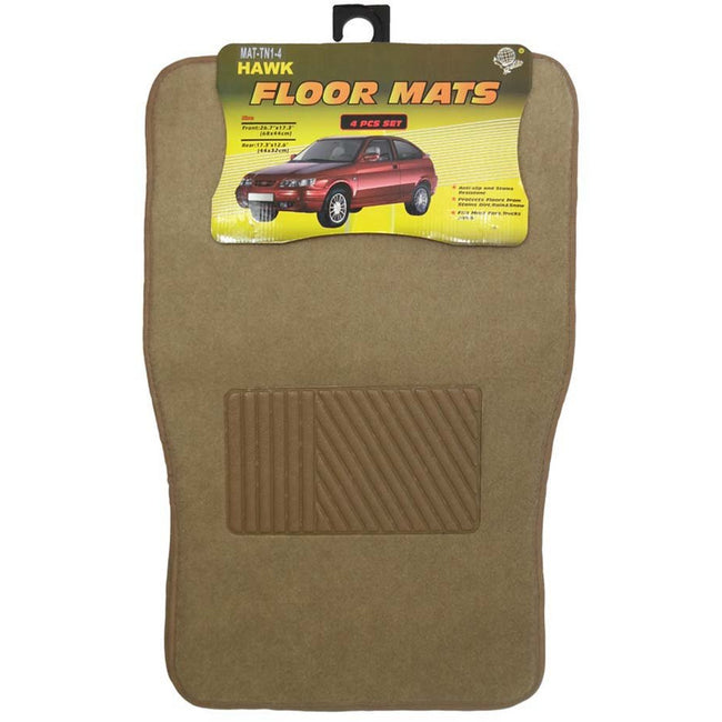 4 Pc. Tan Auto Floor Mats With Anti Slip Backs - MA-28447 - ToolUSA