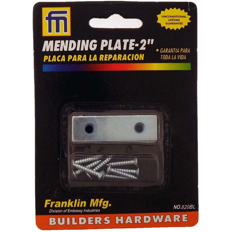 4 Piece 2" Mending Plates - Pre-drilled Counter Sunk Screw Holes & Screws Included - TH820BL-YZ - ToolUSA