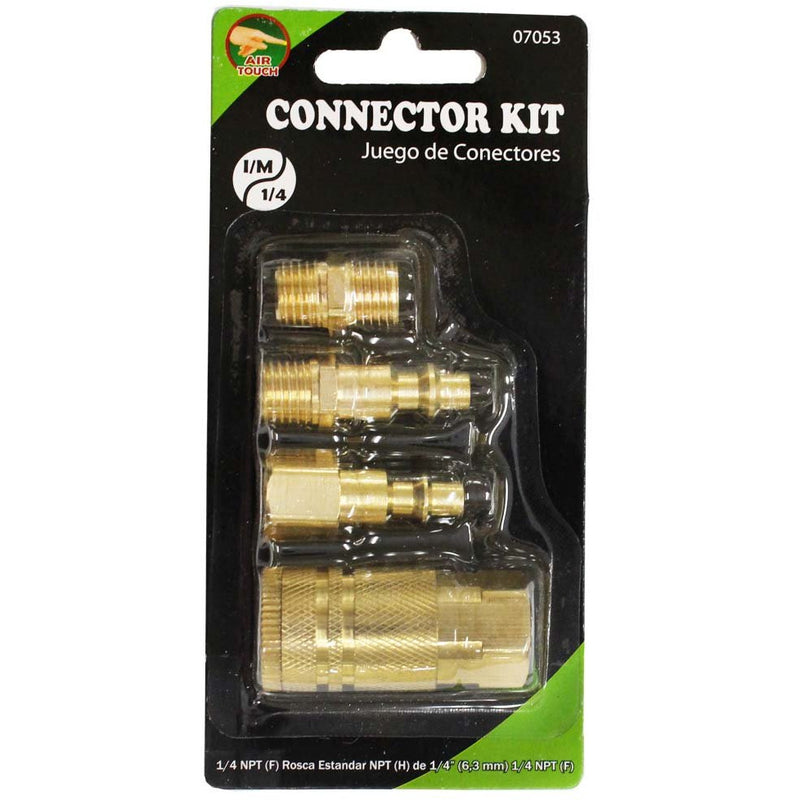 4 Piece Brass Connector Kit for Pneumatic Air Tools - AIR-04-YM - ToolUSA
