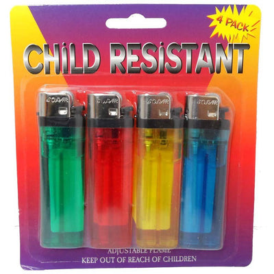 4 Piece Child Resistant, Disposable Lighters - Various, Clear Colors (Pack of: 2) - LT-28756-Z02 - ToolUSA