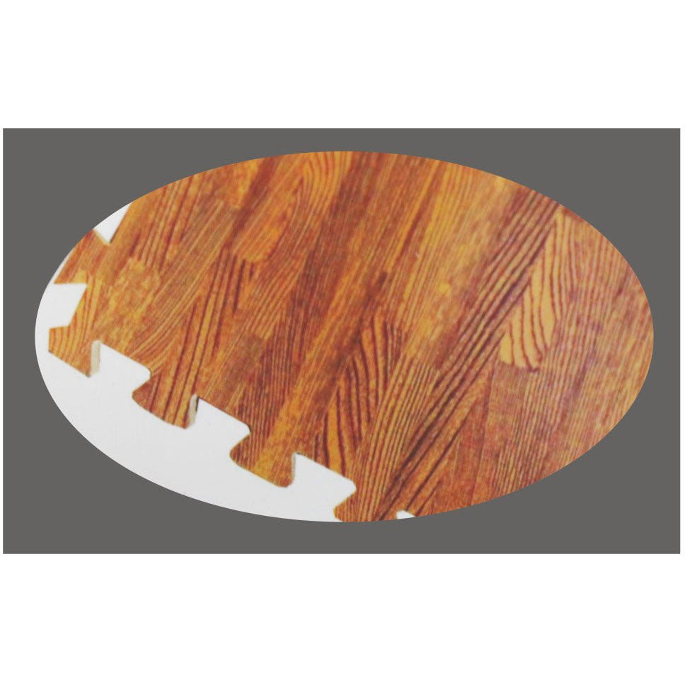 4 Piece Cushioned Floor Mats With Faux Wood Grain Resembling Cherry Wood Flooring By HELIOS HOUSEWARES - D6400-4-CHR - ToolUSA