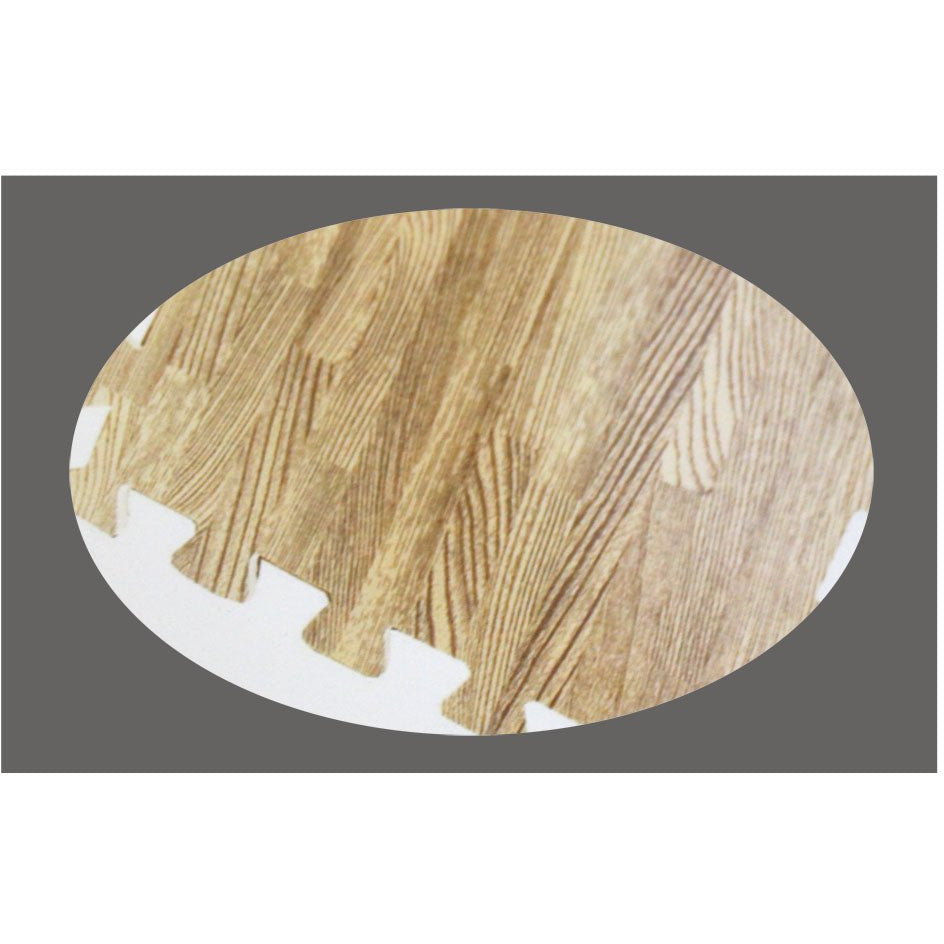 4 Piece Cushioned Floor Mats With Faux Wood Grain Resembling Oak Wood Flooring By HELIOS HOUSEWARES - D6400-4-OAK - ToolUSA