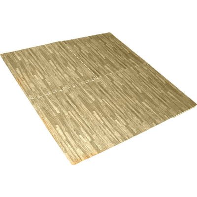 4 Piece Cushioned Floor Mats With Faux Wood Grain Resembling Oak Wood Flooring By HELIOS HOUSEWARES - D6400-4-OAK - ToolUSA