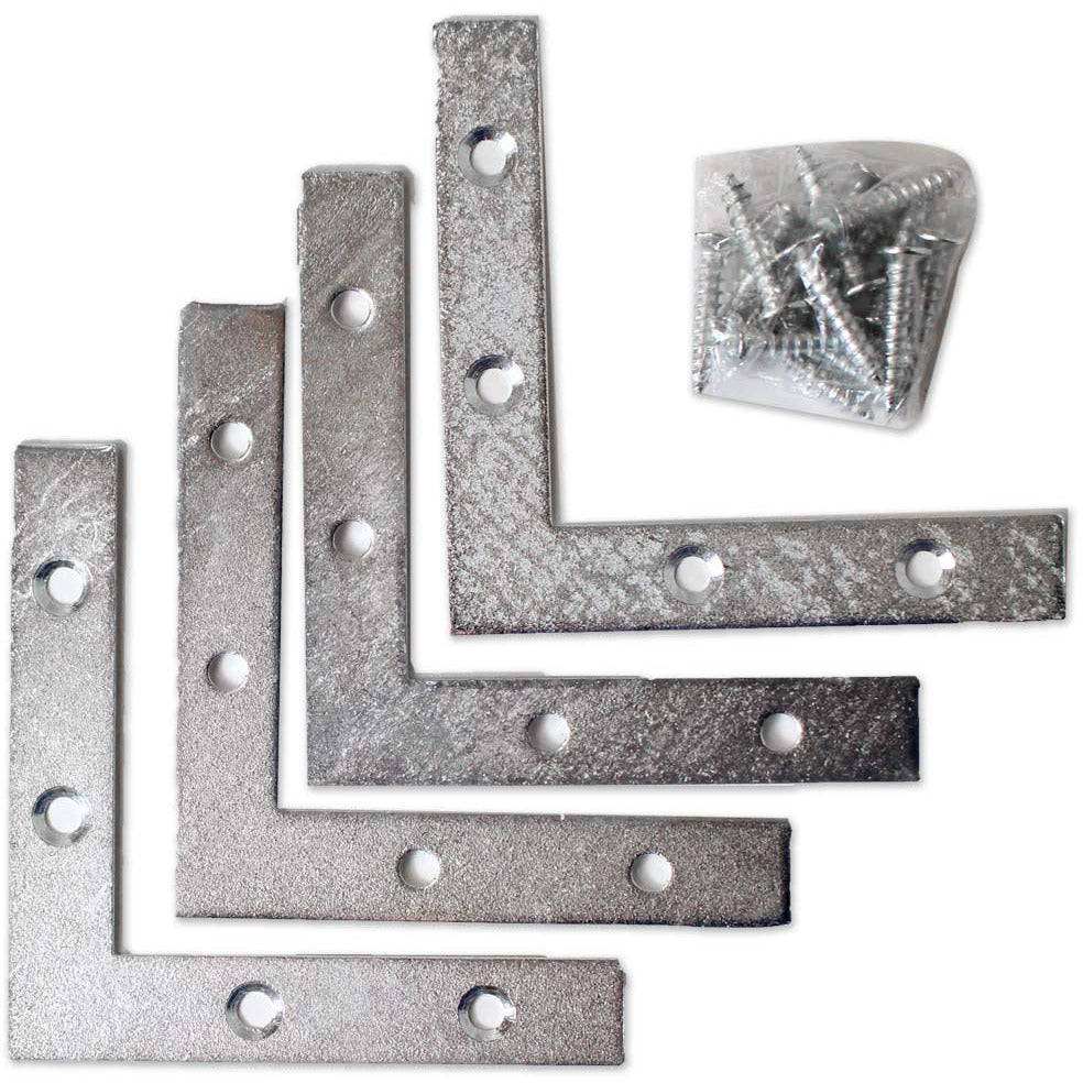 4 Piece Flat Corner Bracket Set (Pack of: 2) - HW-06430-Z02 - ToolUSA