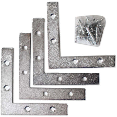 4 Piece Flat Corner Bracket Set (Pack of: 2) - HW-06430-Z02 - ToolUSA