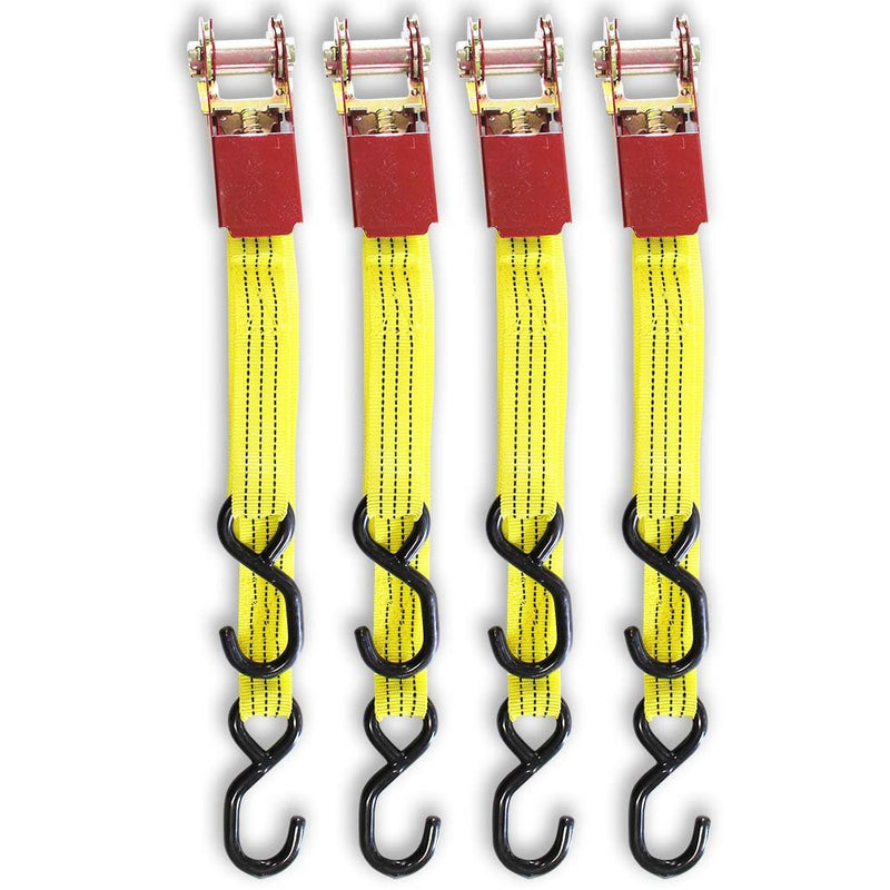 4 Piece Heavy Duty Ratchet Tie Down Set (Pack of: 1) - TA7915A-4 - ToolUSA