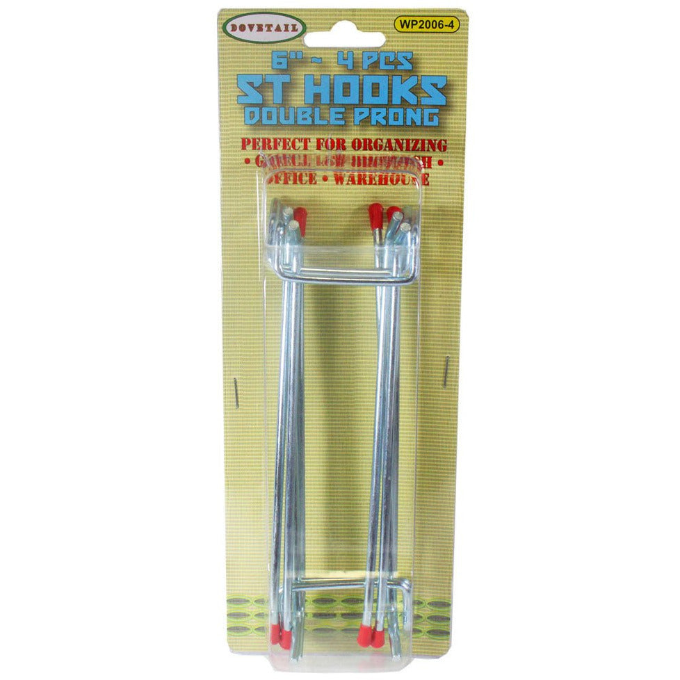 4 Piece Set of Double Prong Peg Hooks - HW-20064 - ToolUSA