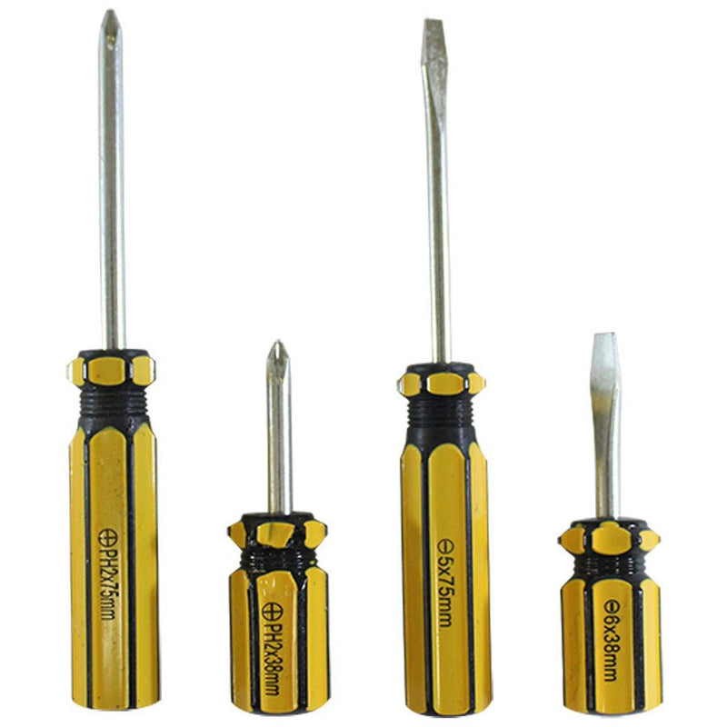 4 Piece Set of Slotted & Phillips Screwdrivers - PS304-YW - ToolUSA