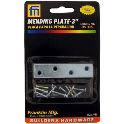 4 Pieces 3" Mending Plates - Pre-drilled Counter Sunk Screw Holes & Screws Included - TH830BL-YZ - ToolUSA
