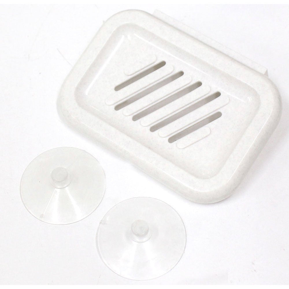 4" x 5" Plastic Soap Dish with Suction Cups on the Back - H-41203 - ToolUSA