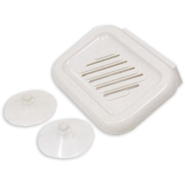 4" x 5" Plastic Soap Dish with Suction Cups on the Back - H-41203 - ToolUSA