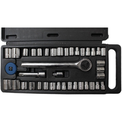 40 Pc 3/8, 1/4 Inch Drive SAE and MM Socket Set - TP-02340 - ToolUSA