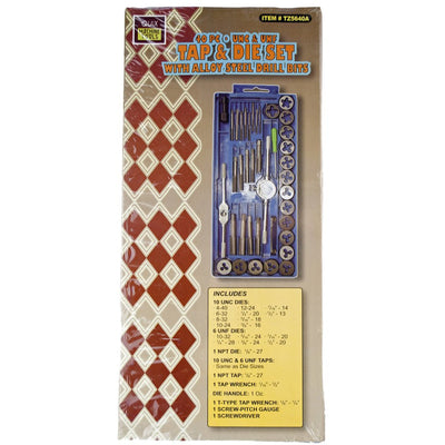 40 PIECE SAE TAP AND DIE SET WITH STORAGE CASE - TZ01-05641 - ToolUSA