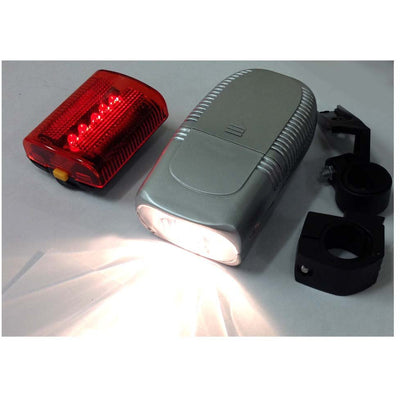 4.5 DETACHABLE BICYCLE HEADLIGHT AND 1.5" X 2.5" REAR LIGHT WITH CLIPS - FL-00275 - ToolUSA