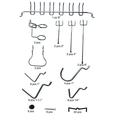 47 Piece Set Of Peg Board Hooks In Various Shapes and Sizes - WP1047-TX - ToolUSA