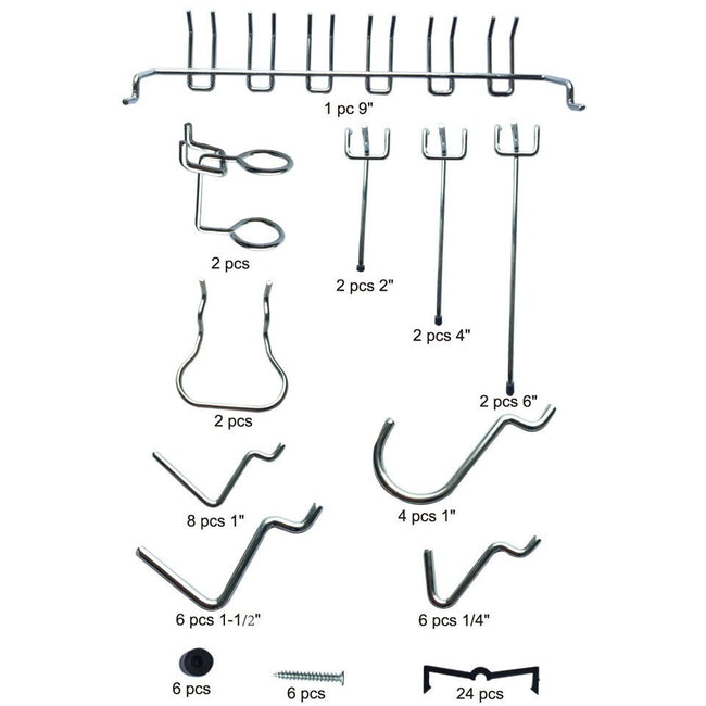 47 Piece Set Of Peg Board Hooks In Various Shapes and Sizes - WP1047-TX - ToolUSA