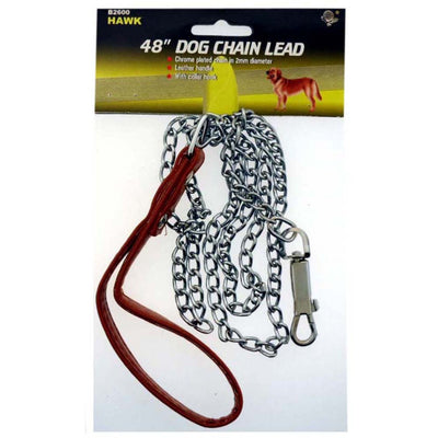 48 Inch Metal Pet Leash Chain with Swivel Hook and Grip Strap - PET-02600 - ToolUSA