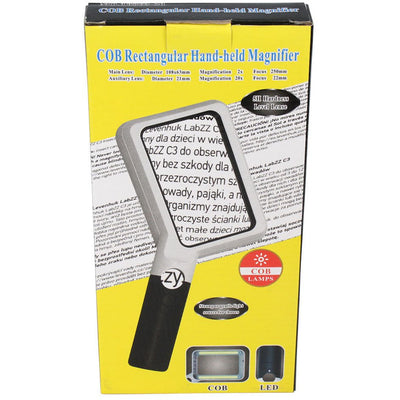 5-1/4 X 3-1/2 Inch Rectangular Hand-Held Magnifier With 2 Rows of COB Lights And 4-1/2 Inch Handle - MP7543-COB - ToolUSA