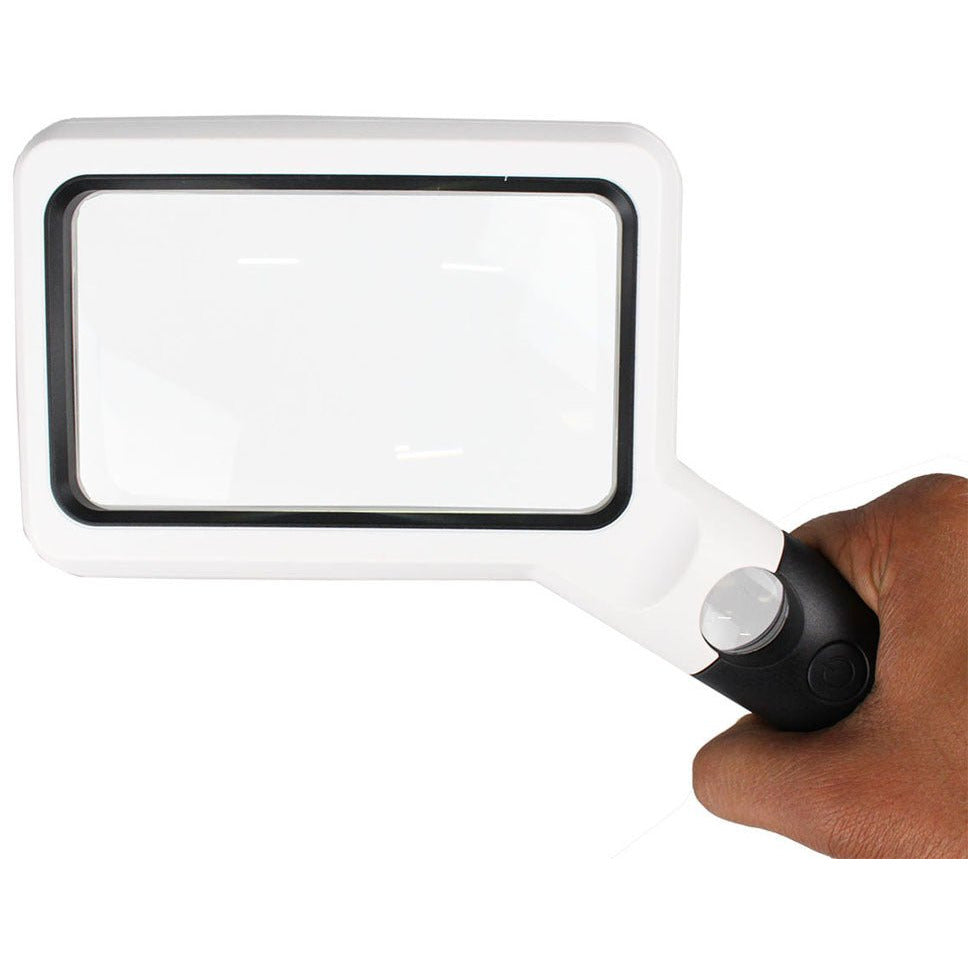 5-1/4 X 3-1/2 Inch Rectangular Hand-Held Magnifier With 2 Rows of COB Lights And 4-1/2 Inch Handle - MP7543-COB - ToolUSA