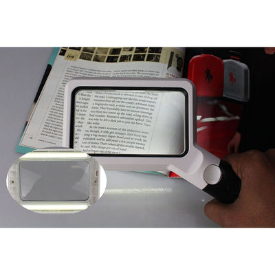 5-1/4 X 3-1/2 Inch Rectangular Hand-Held Magnifier With 2 Rows of COB Lights And 4-1/2 Inch Handle - MP7543-COB - ToolUSA