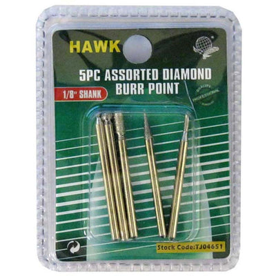 5 Pc. Diamond Coated Burr Point Set (Pack of: 2) - TJ04-04651-Z02 - ToolUSA