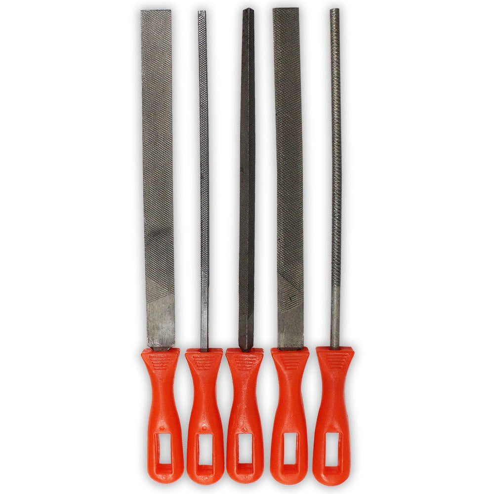 5 Piece 8 Inch Steel Files Set with Easy-to-Grip Handles - F-30800 - ToolUSA