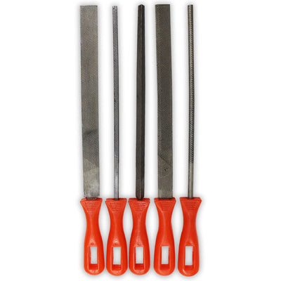 5 Piece 8 Inch Steel Files Set with Easy-to-Grip Handles - F-30800 - ToolUSA