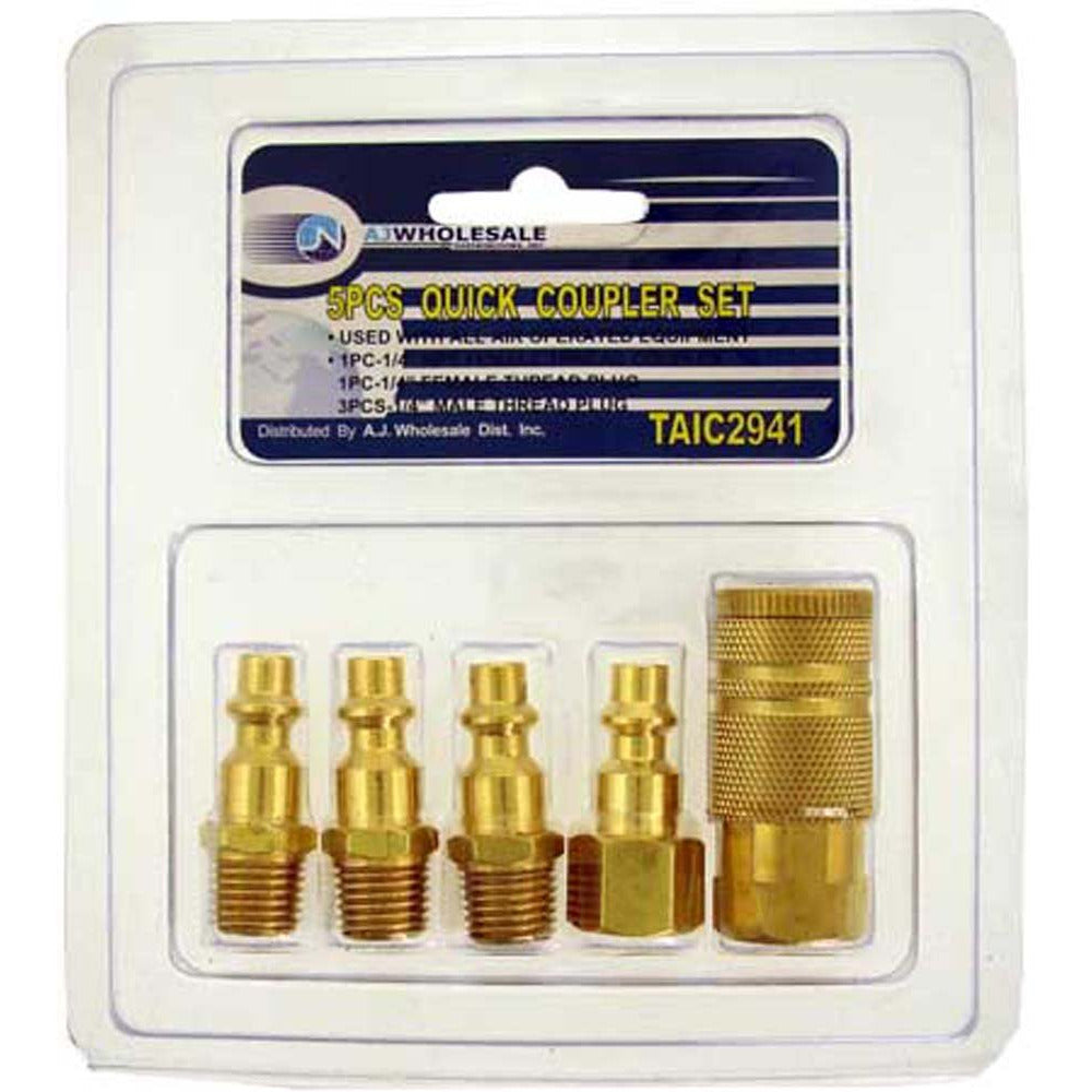 5 Piece Brass Quick Coupler Set - For Air Operated Equipment - LJAW-6645 - ToolUSA