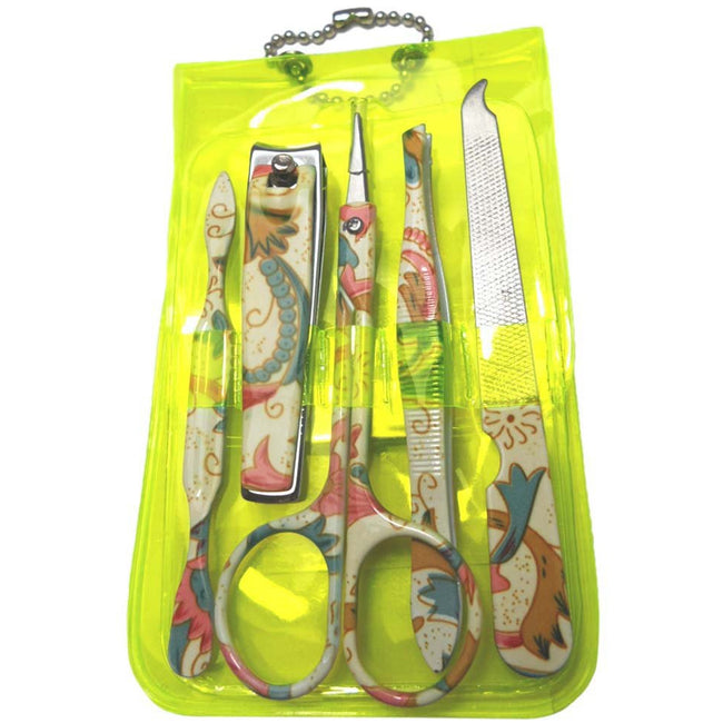 5 Piece Flower Pattern Women's Manicure Set in a Vinyl Pouch - CARE-98503 - ToolUSA