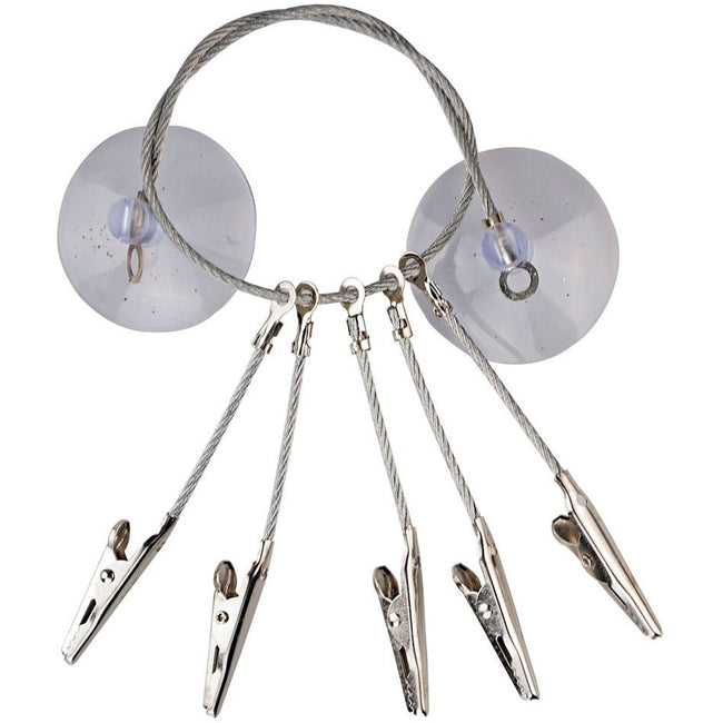 5 Piece Mini 1" Alligator Clips - On A Large Ring with 2 Suction Cups - CLAMP-00155 - ToolUSA