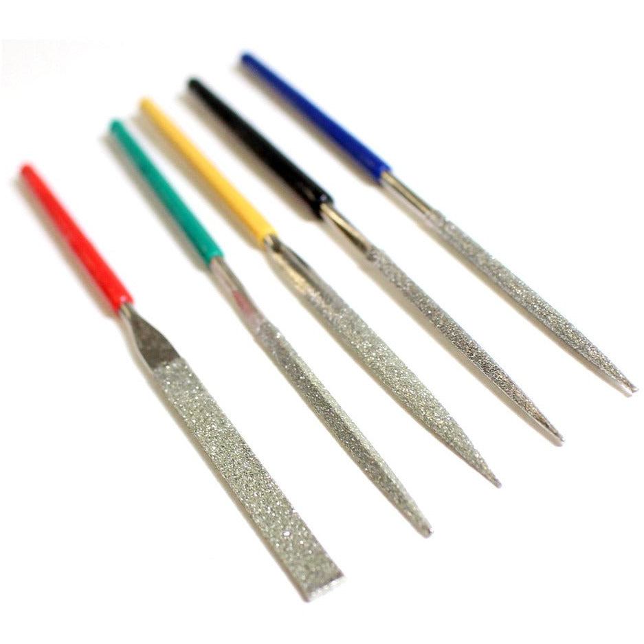 5 Piece Mini Diamond Files With Color Coded Dipped Handles (Pack of: 1) - F-90245 - ToolUSA