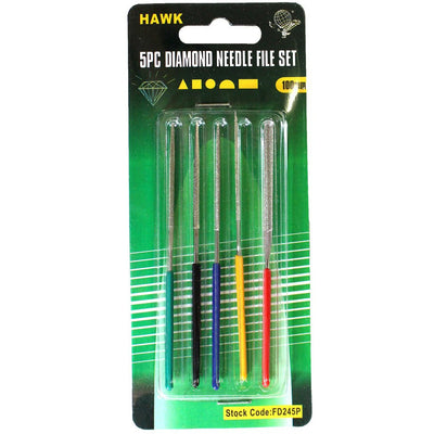 5 Piece Mini Diamond Files With Color Coded Dipped Handles (Pack of: 1) - F-90245 - ToolUSA