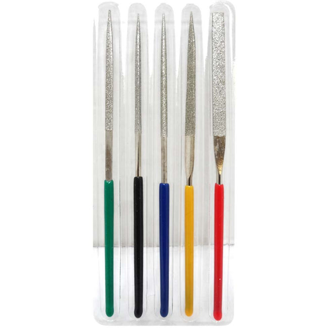 5 Piece Mini Diamond Files With Color Coded Dipped Handles (Pack of: 1) - F-90245 - ToolUSA