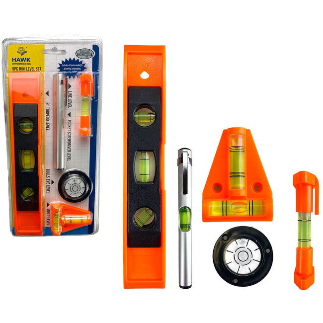 5 Piece Mini Level Set - For Plumbing, Carpentry, Masonry & More - TZ7225-SET - ToolUSA
